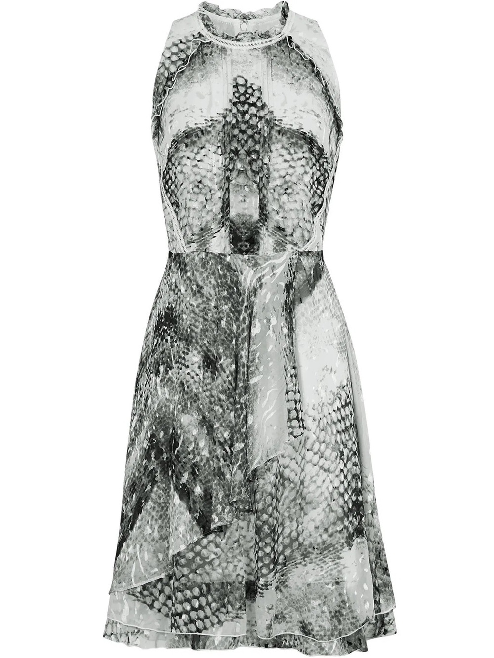 REISS Sibilla Burnout Snake Print Dress, Grey, Size 4 - Picture 16 of 16